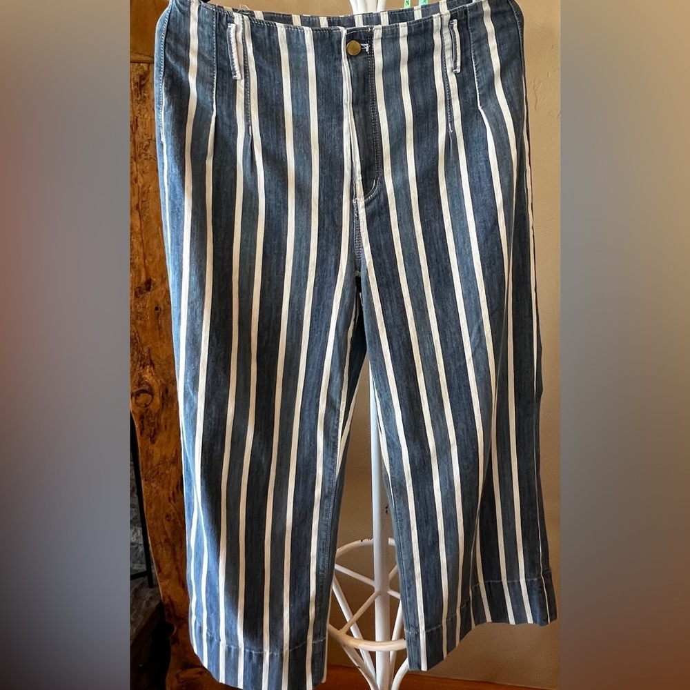 Ann Taylor blue and white wide leg